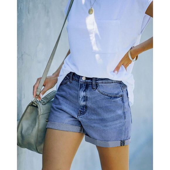 Women's Cut Off Denim Jean Shorts Ripped Distressed - Picture 2 of 4